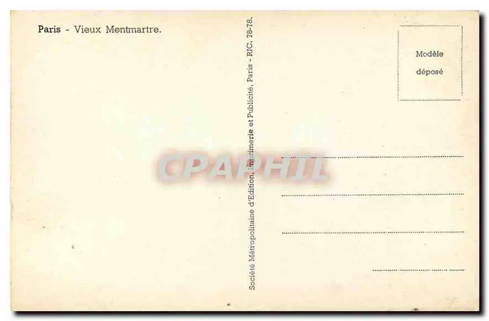 Rue Caulles — Parijs - Vieux Montmartre — Société Métropolitaine d'Édition, Parijs - Achterkant