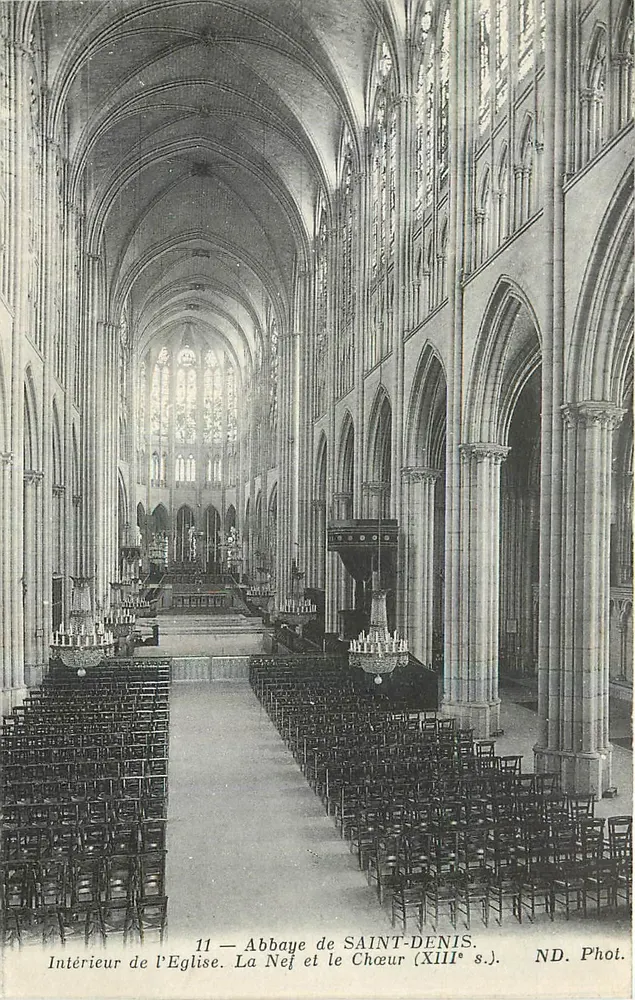 Abtei SAINT-DENIS — Innenansicht der Kirche. Die Kirchenschiff und der Chor (13. Jh.) — ND. Phot. - Vorderseite