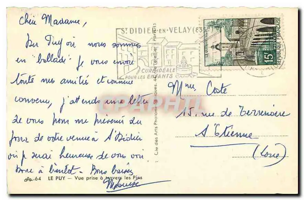 Le Puy-en-Velay — Vue prise à travers les pins — Cie des Arts Photographiques - Verso