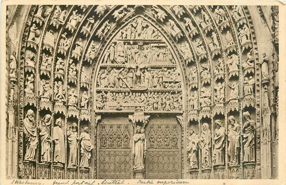 Strasbourg, grand portail, l'entrest — partie supérieure - Recto