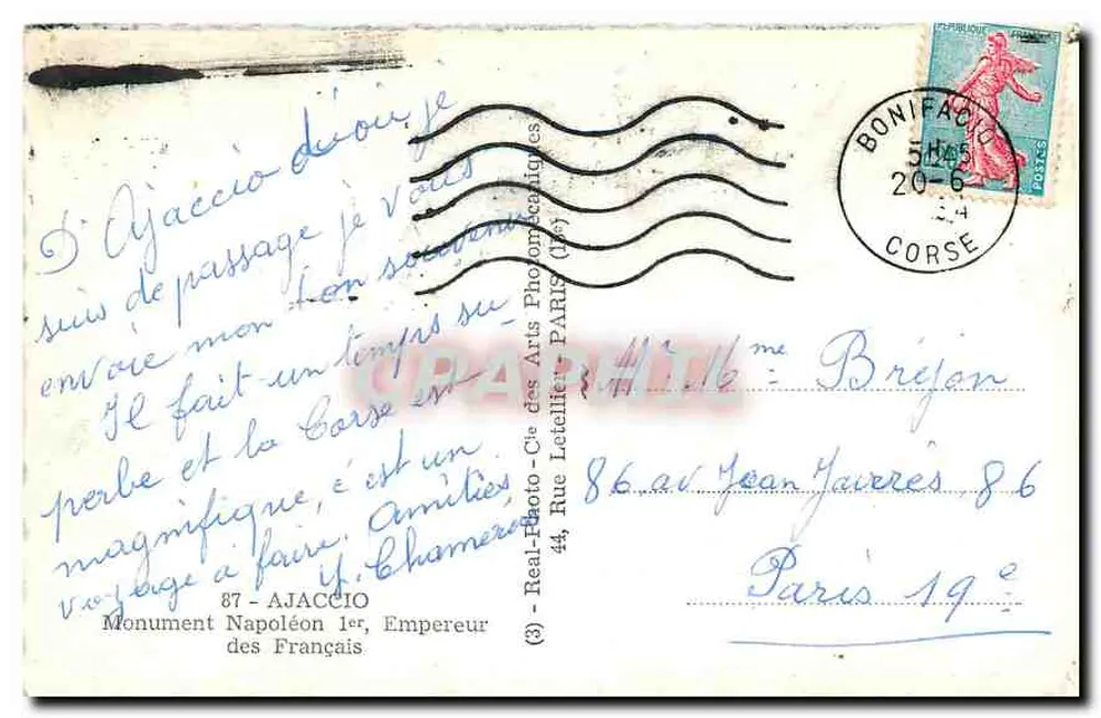 Napoleon I Denkmal — Ajaccio — Cap - Rückseite
