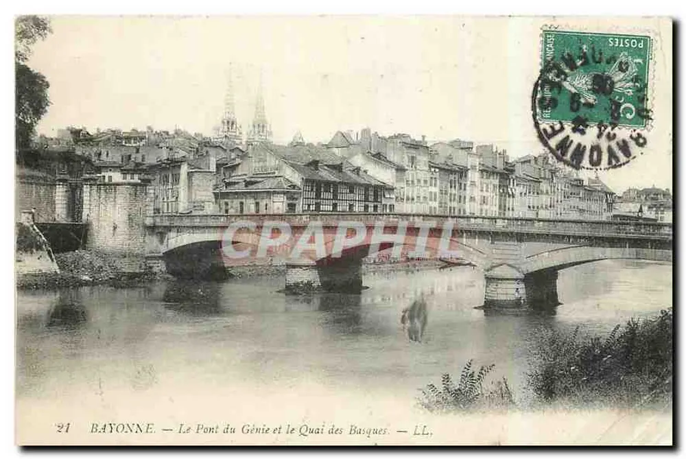 Bayonne — Der Pont du Génie und der Quai des Basques — LL, n°21 - Vorderseite