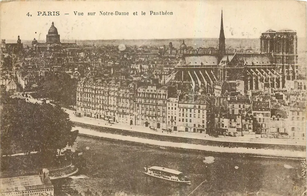 Paris — Vue sur Notre-Dame et le Panthéon — Éditeur : G. Compère, n°4 - Recto