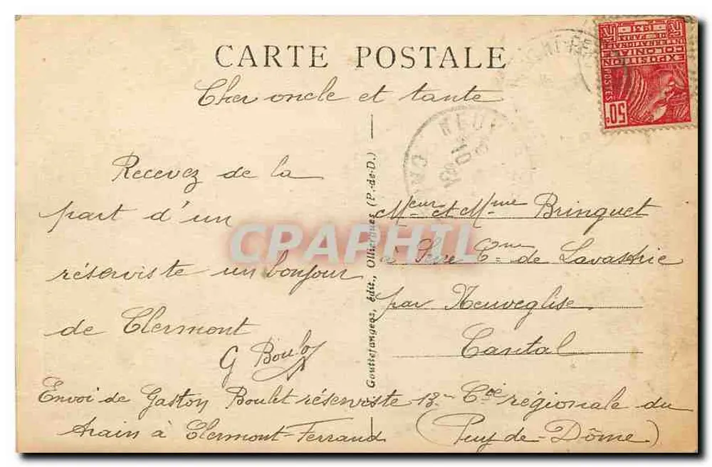 O PUY-de-DÔME visto do pé (alt. 1465 m.) — a.d'o. - 1112 B — editor não visível - Verso