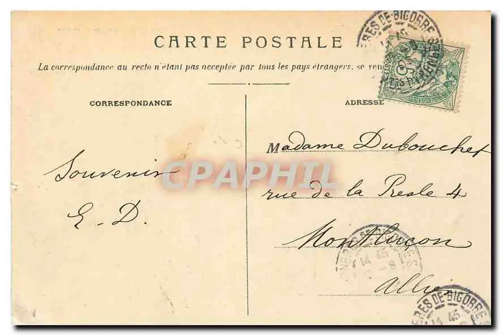 Bagnères-de-Bigorre — Dorf Baudéan und der Monné — B. E. - Rückseite
