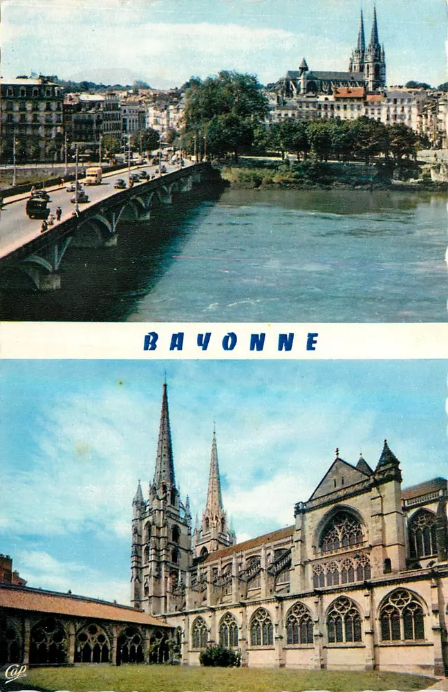 Bayonne — Brücke Saint-Esprit und der Fluss Adour, Die Kathedrale — Lumicad - Vorderseite