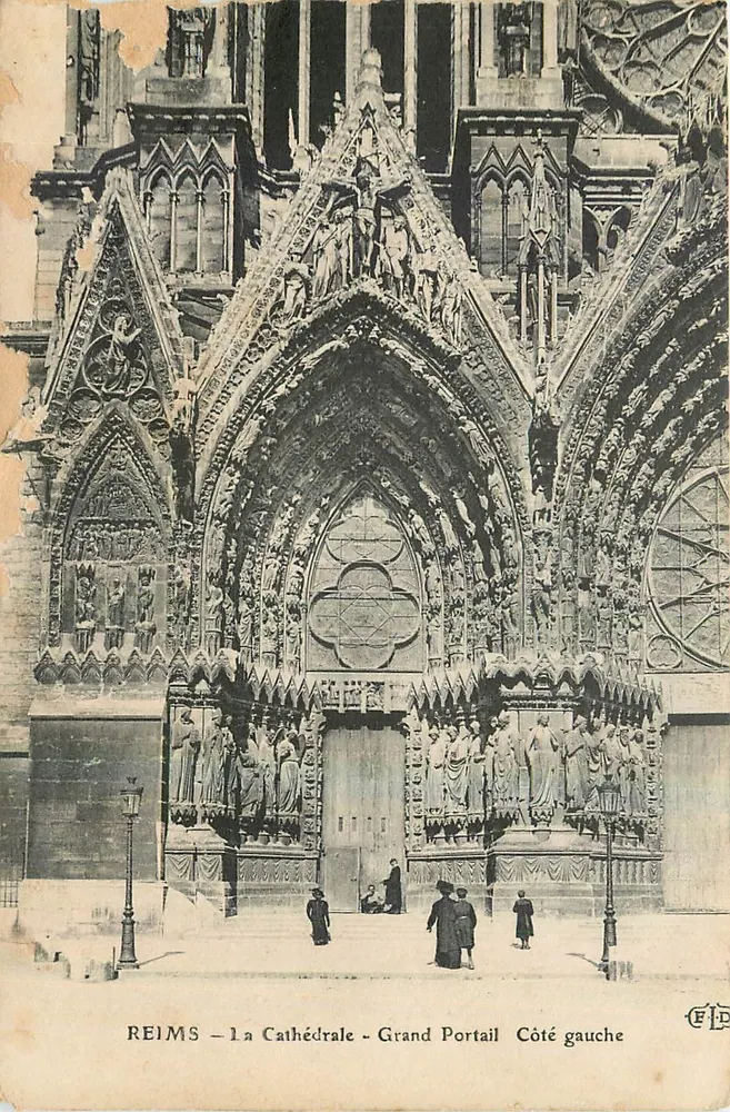 Reims — Die Kathedrale — Großer Portal links — E.F.D. - Vorderseite