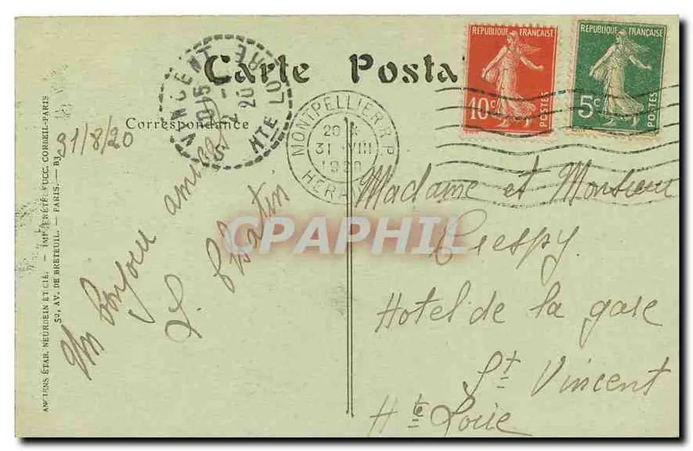 Montpellier — La Fontaine des Trois-Grâces — Jho n°9 - Verso
