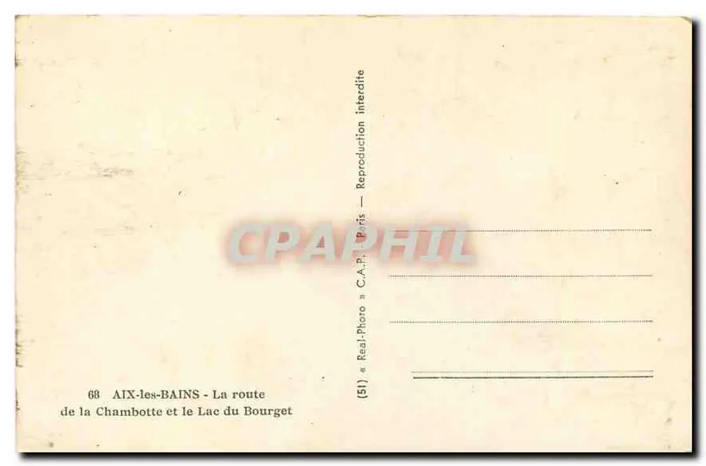 Chambotte und Lac du Bourget — AIX-LES-BAINS — Verlag C.A.P. Paris - Rückseite