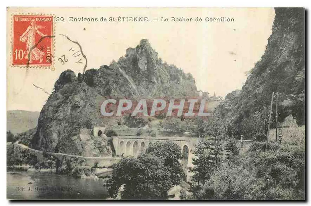 Arredores de St-ÉTIENNE — O Rocher de Cornillon — Editor J. Mercier et Cie - Frente