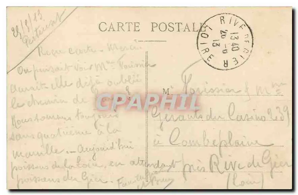 Arredores de St-ÉTIENNE — O Rocher de Cornillon — Editor J. Mercier et Cie - Verso