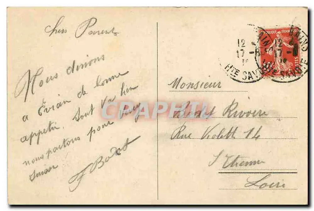 Glacier Supérieur des Bossons et Chamonix — vue enneigée avec village en contrebas — éditeur Charnaux frères & Co., Genève, n° 7084 - Verso