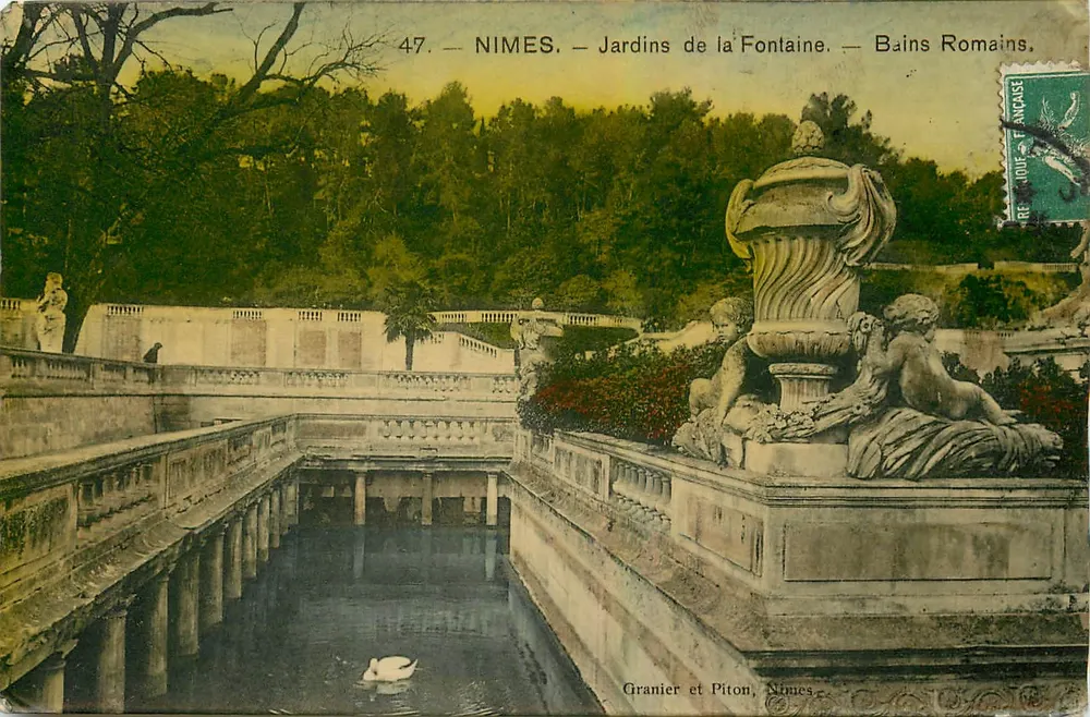 Nîmes — Gärten der Quelle — Römische Bäder — Granier et Piton, Nîmes - Vorderseite