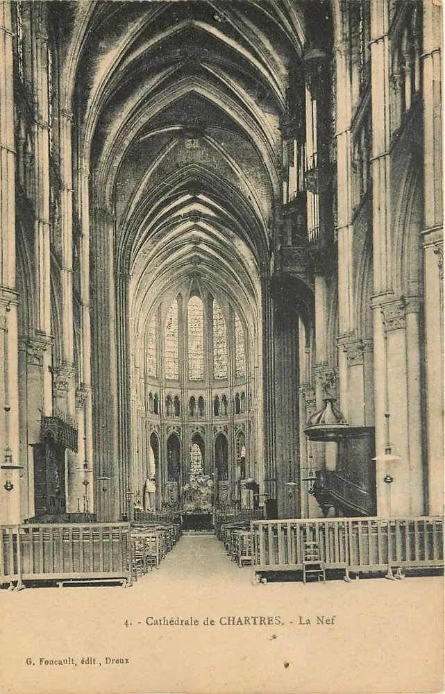 Cathedral of CHARTRES - The Nave — G. Foucault, publ., Dreux, no. 4 - Front