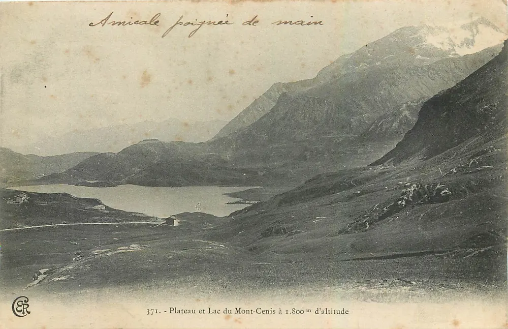 Plataforma y Lago del Mont-Cenis a 1.800 m de altitud — Amicale poignée de main — CER n°371 - Anverso