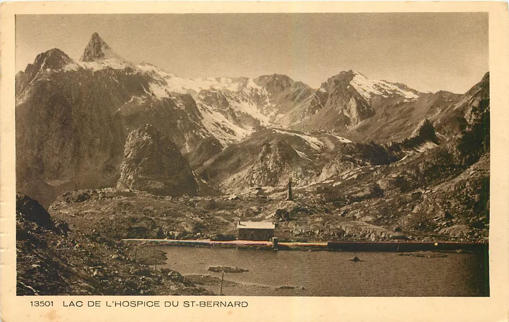 Lago do Hospício de São Bernardo — vista alpina — editor Braun & Cie, n° 13501 - Frente