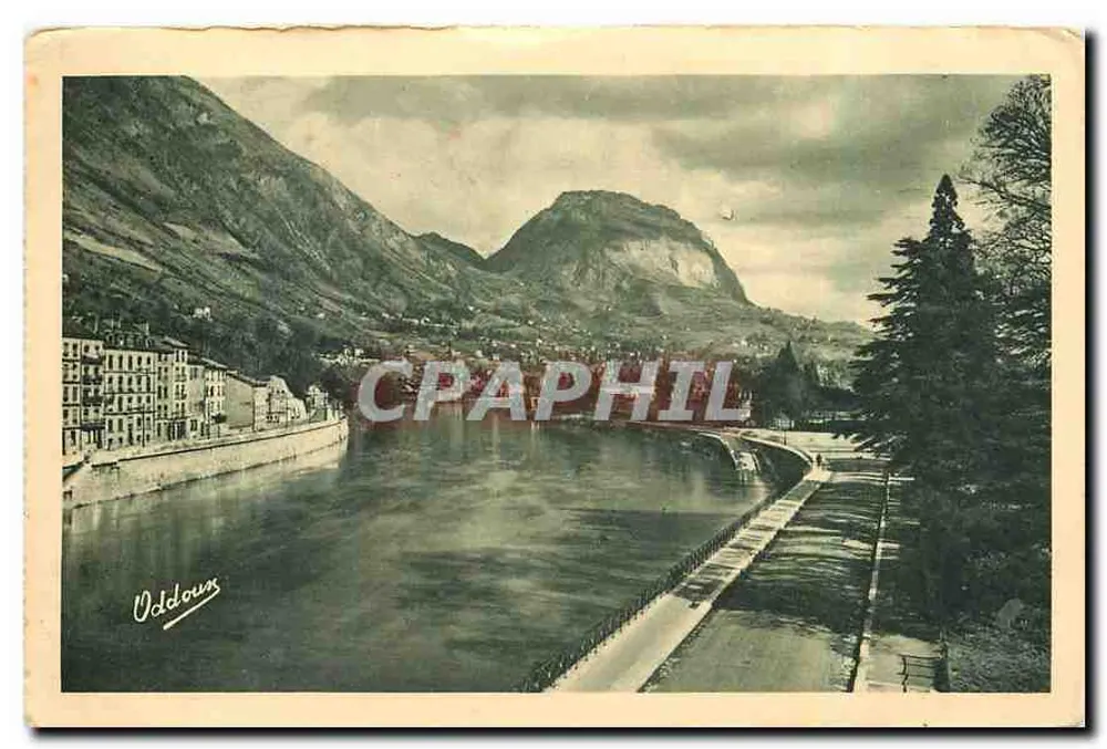 Ville de Grenoble — vue du fleuve Isère et du mont Saint-Eynard — éditeur G. Oddoux - Frente