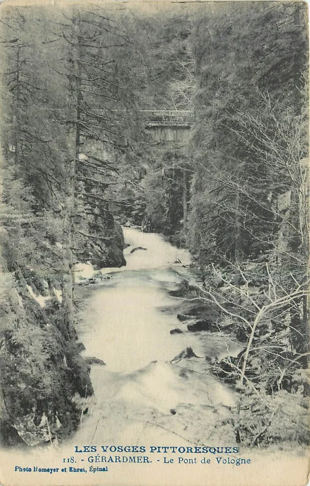 Gérardmer - Le Pont de Vologne — Les Vosges Pittoresques — Photo Homeyer et Ehret, Épinal, n°118 - Recto