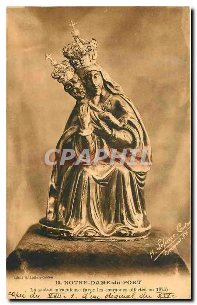 Notre-Dame-du-Port — estátua milagrosa com coroas oferecidas em 1875 — H. Lefèvre-Couton, Clamart - Frente