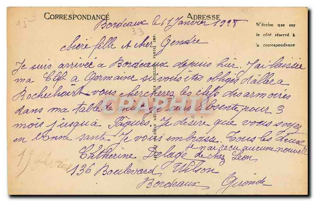 Bordeaux — Place de la Comédie und das Hôtel de Bordeaux — LL, n° 414 - Rückseite