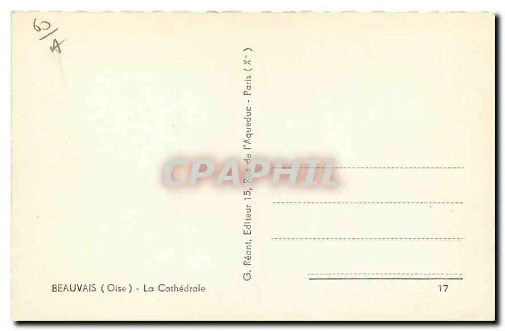 Beauvais (Oise) — A Catedral — G. Récant, Editor do Aqueduto, Paris - Verso