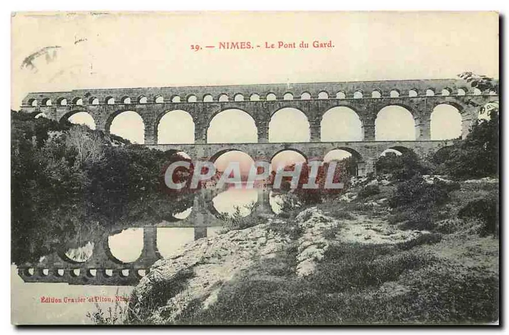 Nîmes - O Pont du Gard — Edição Gravier-et-Pilton, Nîmes - Frente