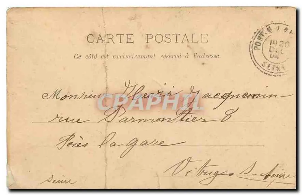 Vincennes — Estátua de Daumesnil — editor Paris, n°4 - Verso