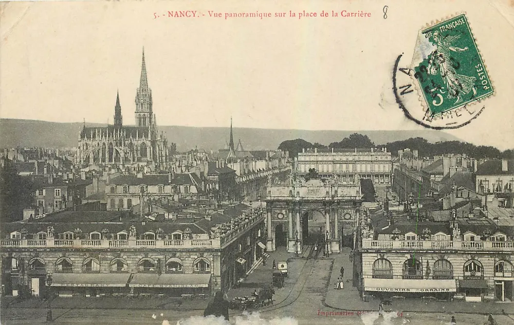 NANCY — Panoramablick auf den Place de la Carrière — Druckerei R. n°8 - Vorderseite