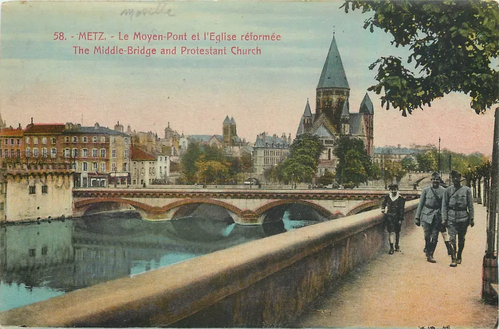 Metz - Le Moyen-Pont et l'Église réformée — Moselle, n°58 - Recto