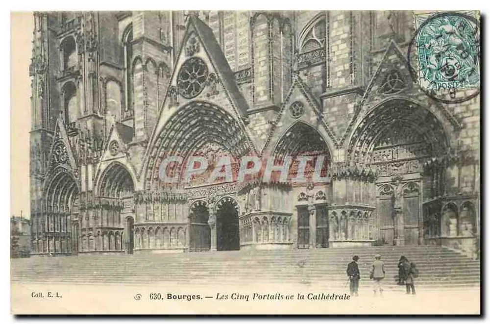 Bourges — Os Cinco Portais da Catedral — Coll. E. L., n° 630 - Frente