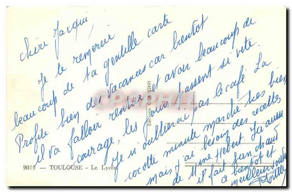 Toulouse - O Liceu — Edições G. A. IGNY, n° 9019 - Verso