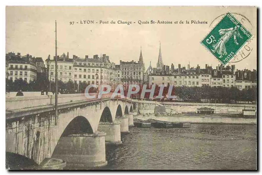 LYON - Pont du Change - Quais Saint-Antoine und de la Pêcherie - Vorderseite