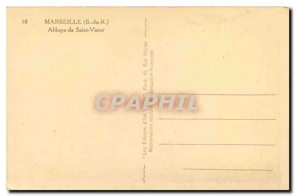 Marseille (B.-du-R.) — Abadia de Saint-Victor — Éditions d'Art Vieux - Verso