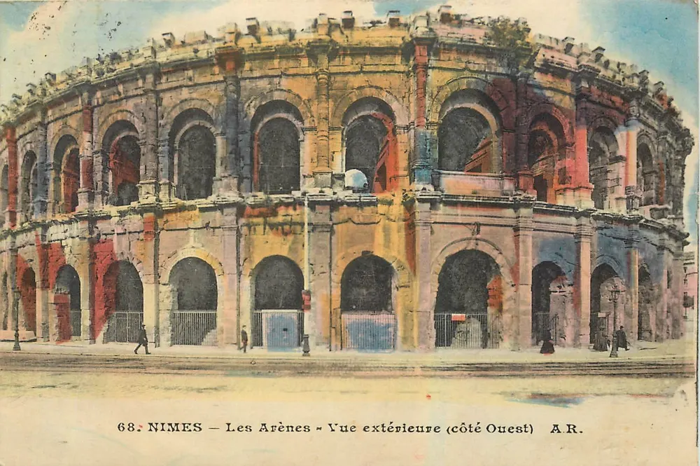 Nîmes — Die Arenen — Außenansicht (Westseite) — A.R. n°68 - Vorderseite