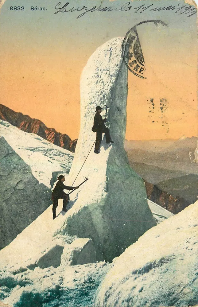 Sérac — Montanha nevada com escaladores — Wohrli A.-G., Kilchberg-Zurich, n° 9832 - Frente