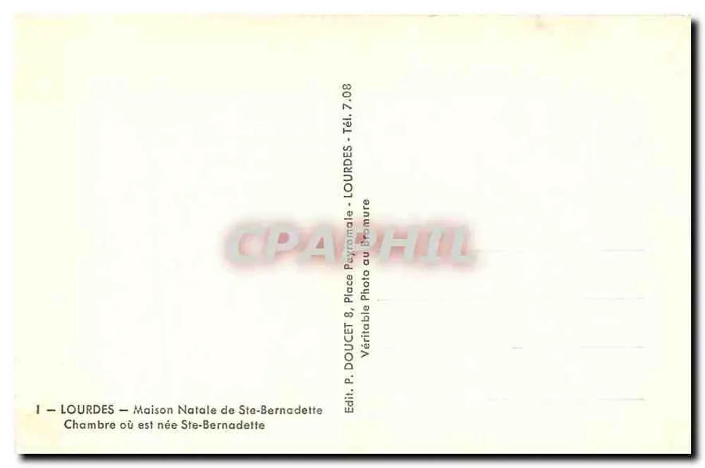 Zimmer in der Geburtsstätte von Ste-Bernadette in Lourdes — Éd. P. Doucet - Rückseite