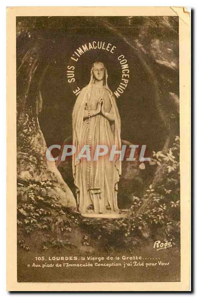 Lourdes — La Virgen de la Gruta — editor Rogé, n° 105 - Anverso