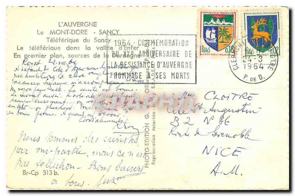 Le téléphérique du Sandy — Auvergne — Édition Gd'O - Verso