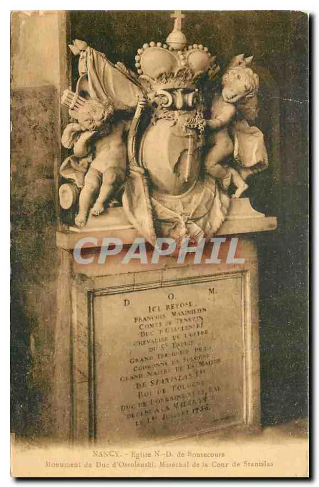 Nancy - Igreja N.-D. de Bonsecours — Monumento do Duque de Ostrolenski, Marquês da Corte de Stanislas - Frente