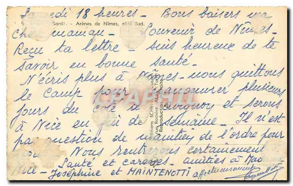 Coliseu de Nîmes — vista panorâmica — editor S. C. (S. C. Fotógrafo) n° 9 - Verso