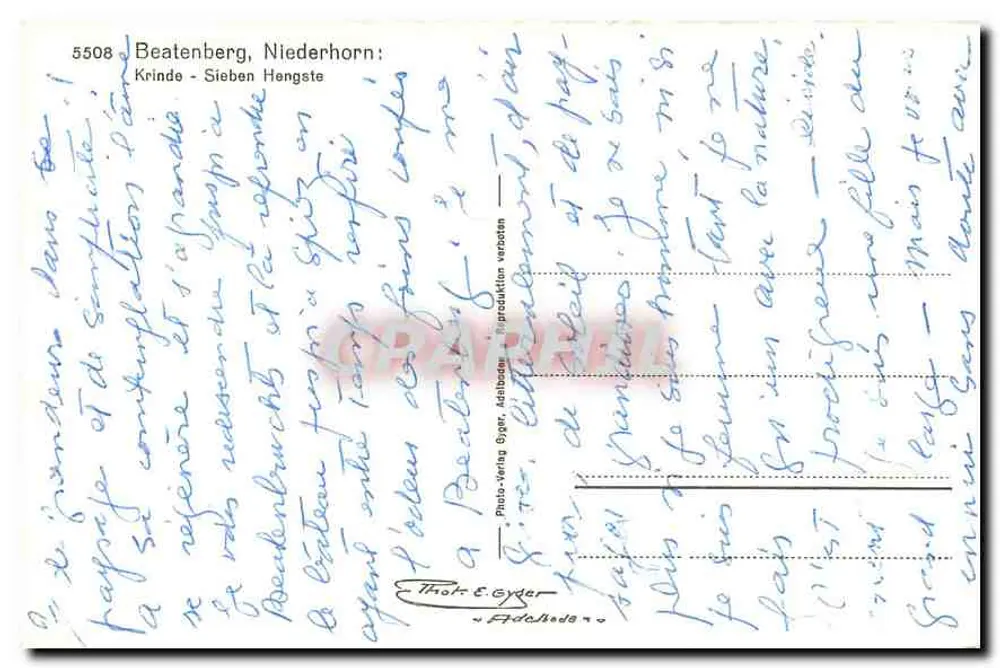 Beatensberg, Niederhorn — Krinde - Sieben Hengste — Photo-Erving Gjør, Adderbad - Verso