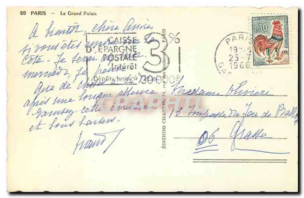 O Grand Palais — Paris — Éditions Chantal - Verso