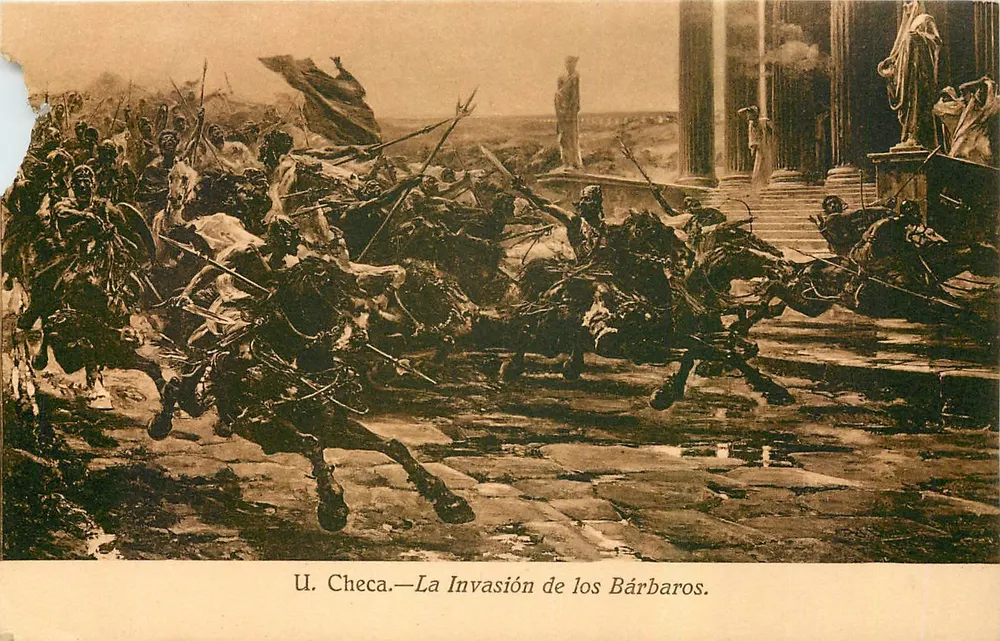 A Invasão dos Bárbaros — U. Checa — Héliotypie de Kalliney y Gautier, Madrid - Frente