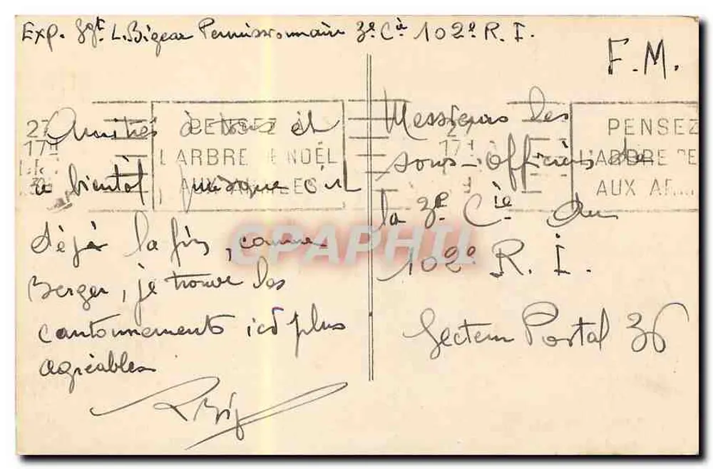 PARIS — A Colunata do Louvre — Editor não identificado, n° de série 305 - Verso