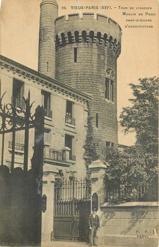 París antiguo (siglo XVI) — Torre del antiguo Molino de Passy — Obra maestra de arquitectura — F. F. París - Anverso