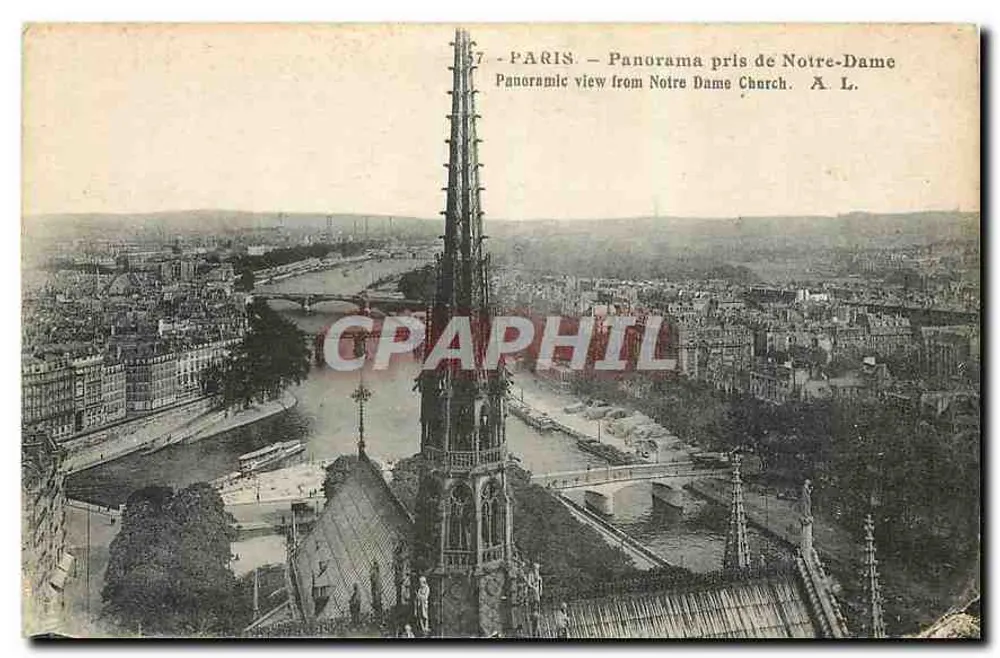 Paris — Panorama tirado da Catedral de Notre-Dame — A. L. - Frente