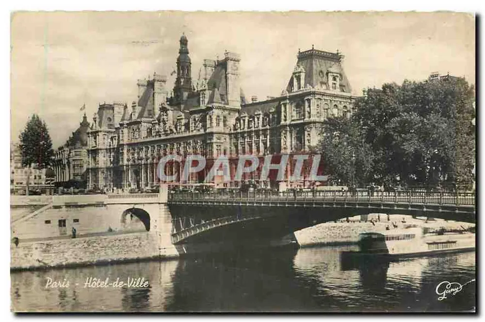 Paris - Hotel de Ville — vista do ponte e da Sena — editor Ganny's - Frente