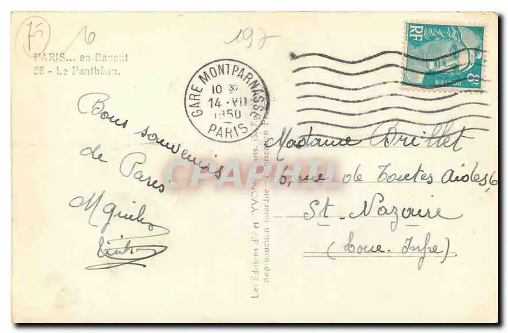 O Panteão — Paris — Editor: Les Éditions d'Art Yvon Interdite - Verso