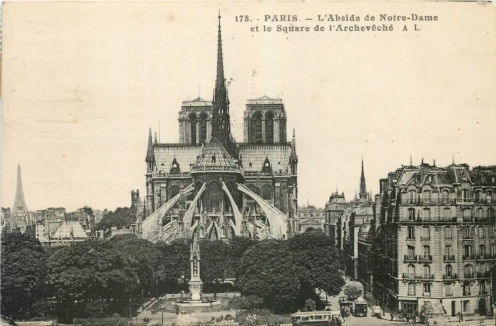 Paris — A Abside de Notre-Dame e o Square de l'Archevêché — A. L. editor, n° 178 - Frente