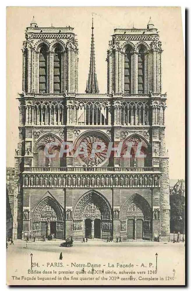 Paris - Notre-Dame - A Fachada - A.P. - n°294 - Frente
